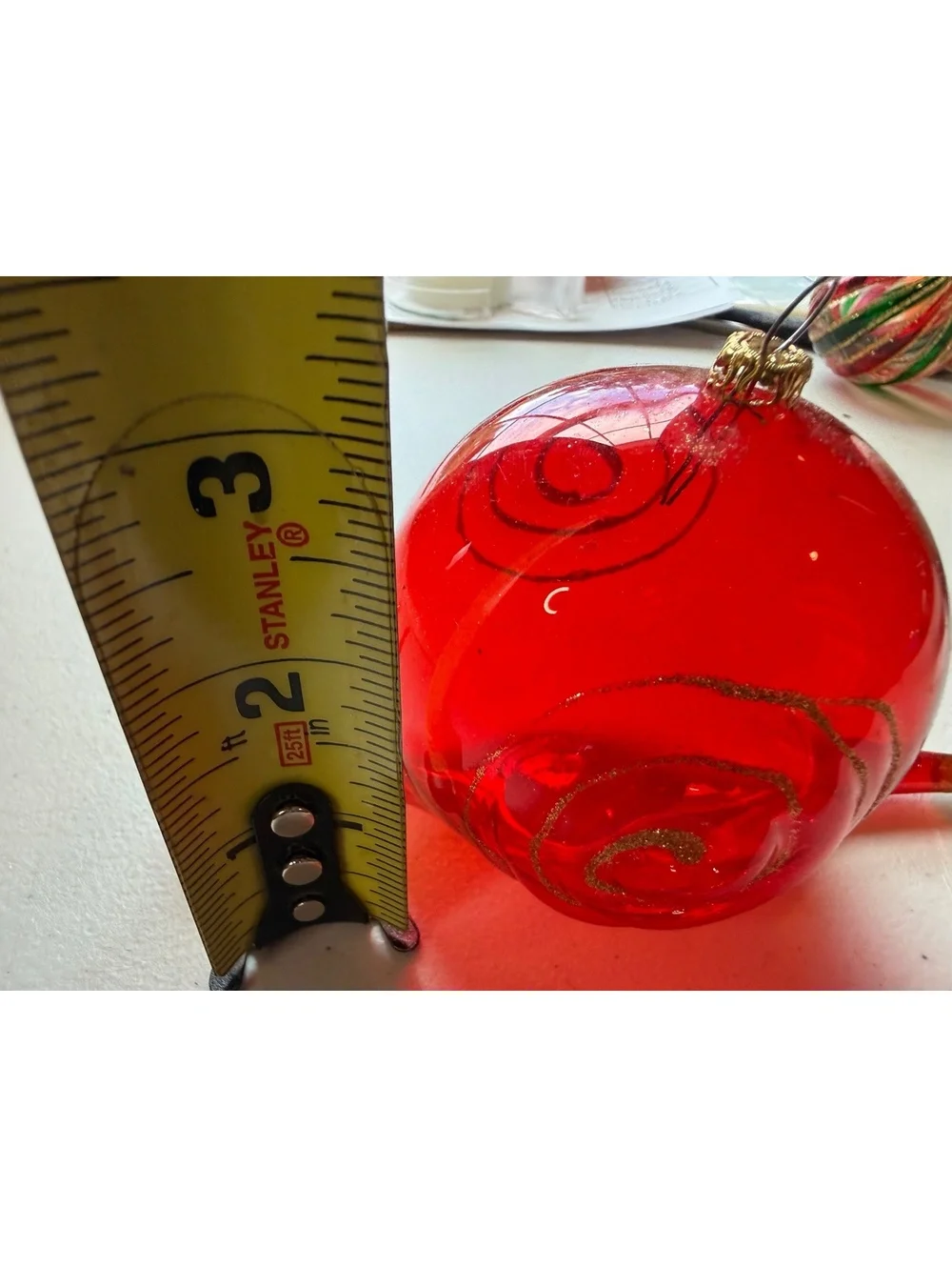 Vintage Italy Blown Glass Snail Christmas Ornament Red Gold